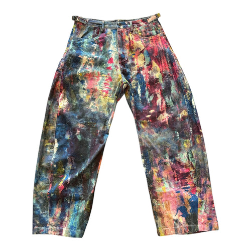 Adjustable Art Splatter Barrel Leg Jeans (unisex)