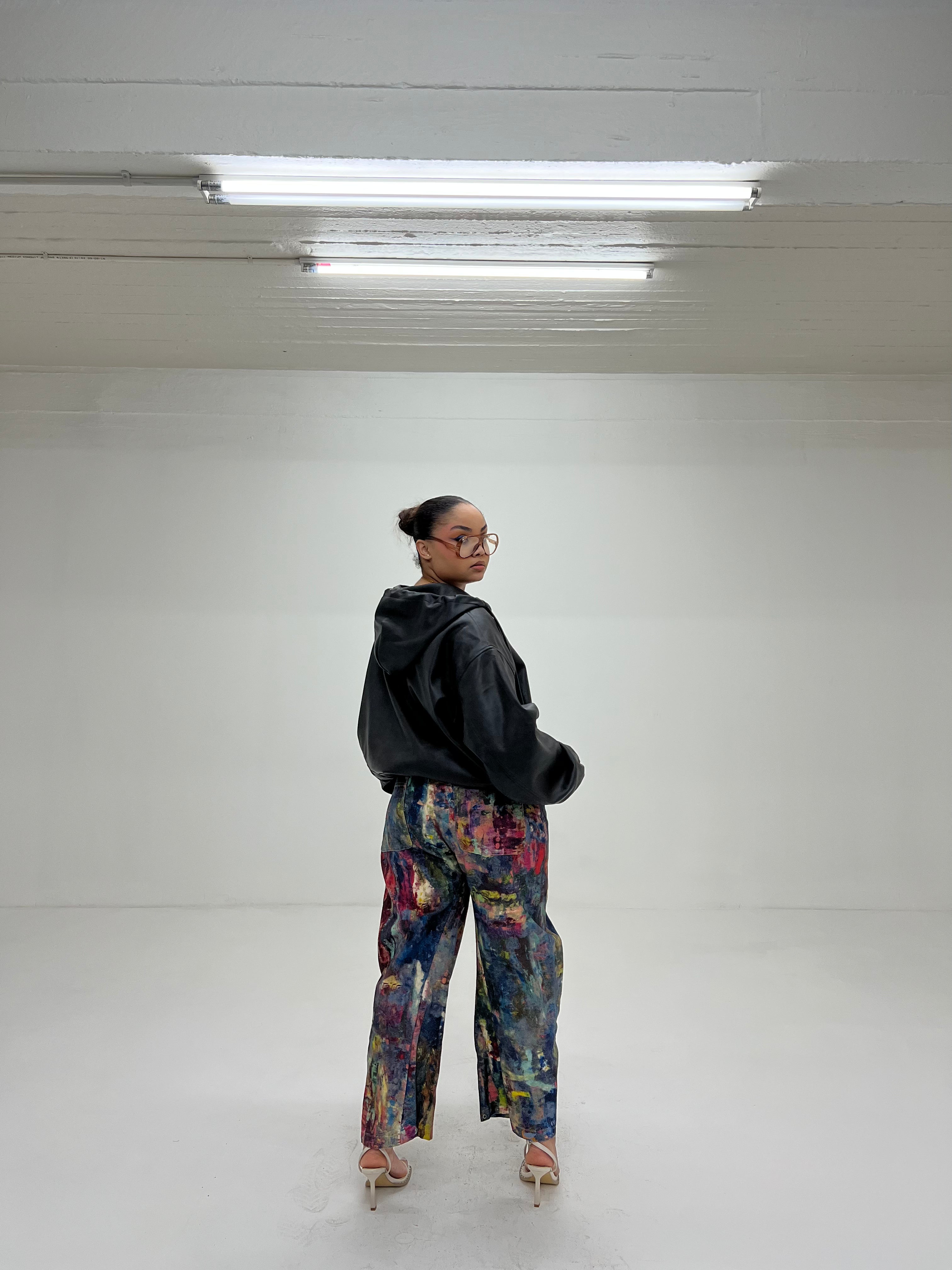Art Splatter Barrel Leg Jeans